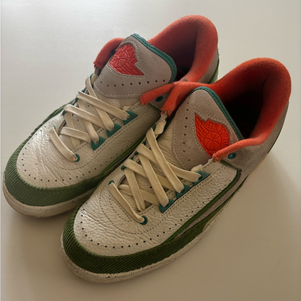 Jordan White and Green Vintage-Inspired Sneakers